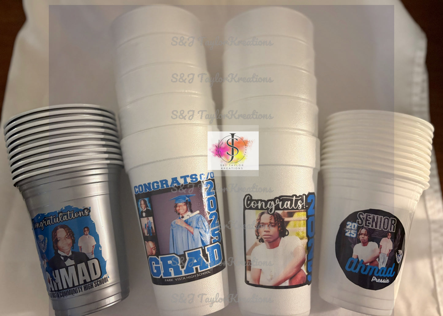 Personalized Cups for Weddings, Birthday Parties, Corporate Events, BBQs, House Warming Gifts and Graduation Foam Cups.