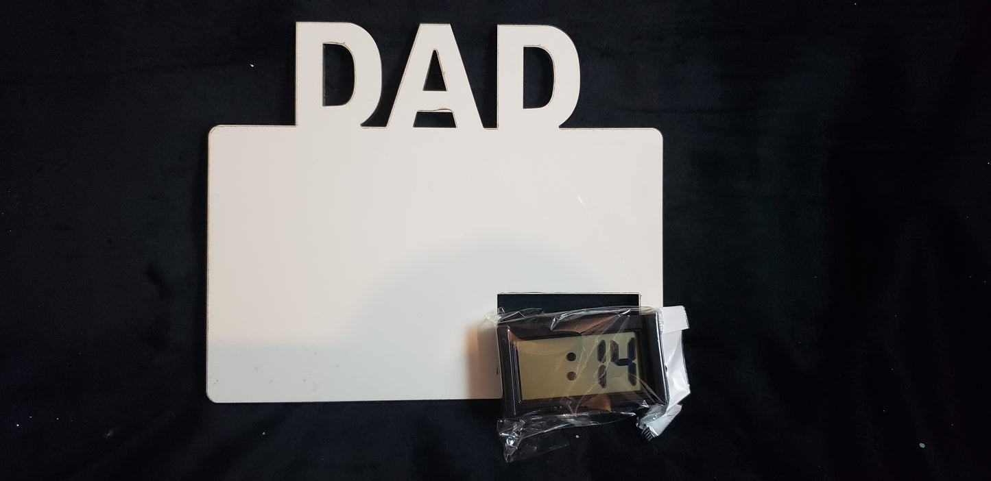 Dad picture frame with clock
