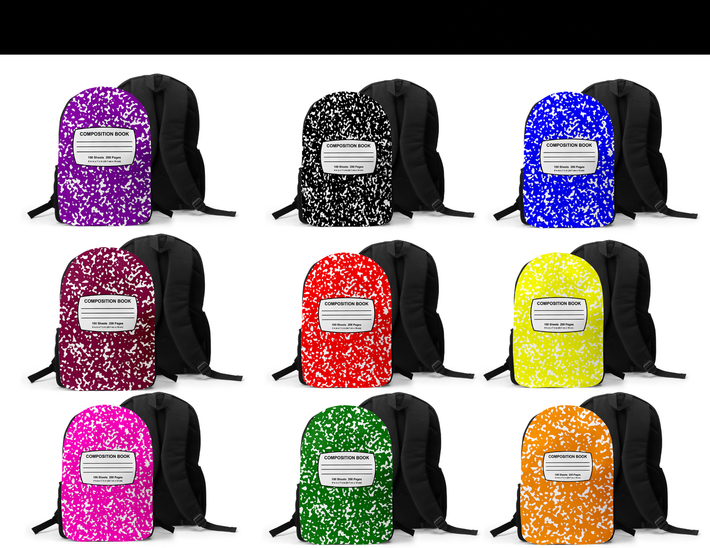 Composition Backpacks and Lunch Bags