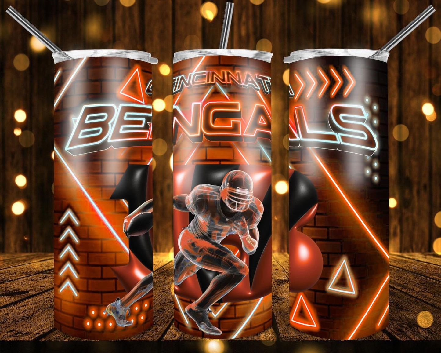 Neon inspired by football 20oz tumblers