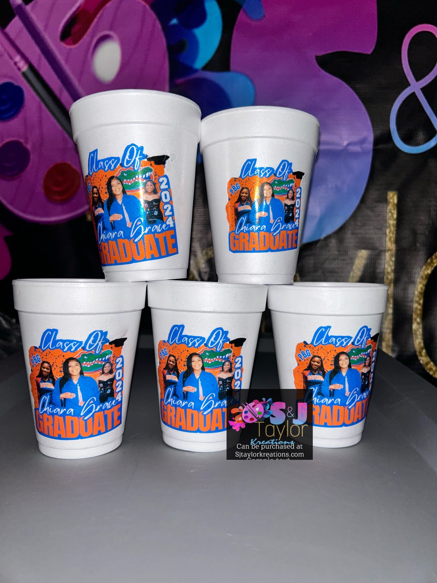 Personalized Styrofoam Cups for Weddings, Birthday Parties, Corporate Events, BBQs, House Warming Gifts and Graduation Foam Cups.