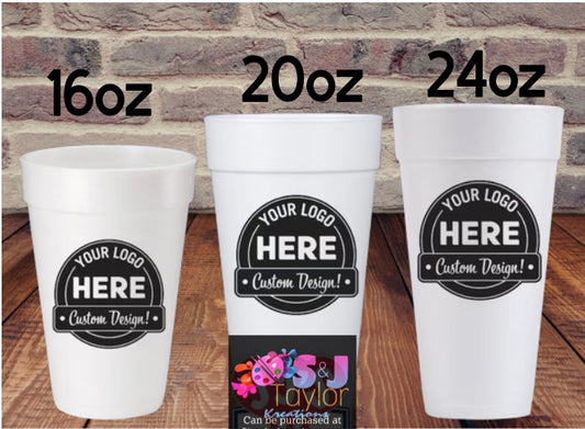 Personalized Styrofoam Cups for Weddings, Birthday Parties, Corporate Events, BBQs, House Warming Gifts and Graduation Foam Cups.