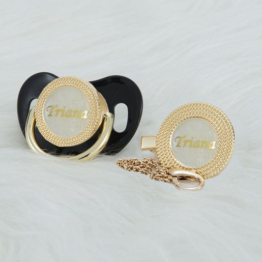 Custom Bling Pacifier Keepsake with Personalized Baby's Name Gift set with Clip.